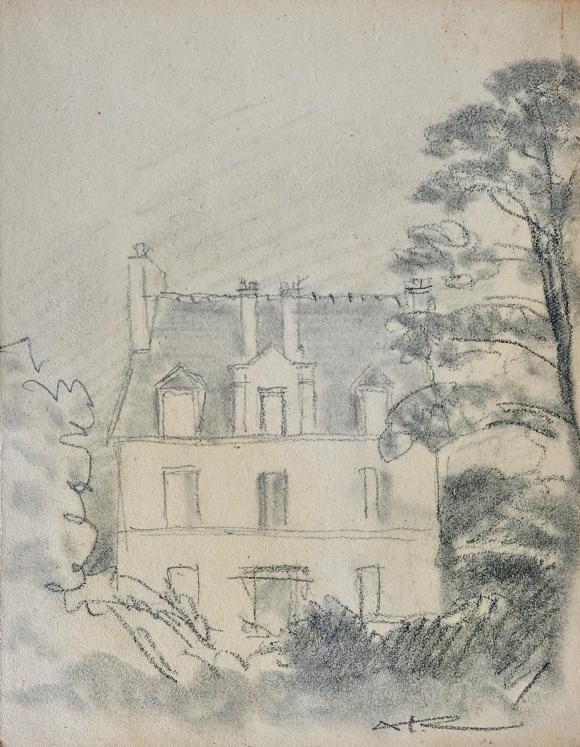 Auguste ROUBILLE - Dessin original - Crayon - Etude de maison 6