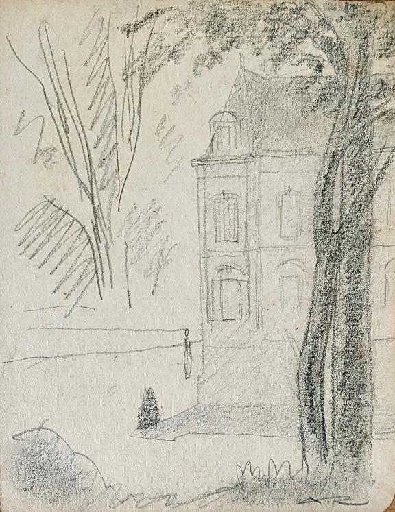 Auguste ROUBILLE - Dessin original - Crayon - Etude de maison 7
