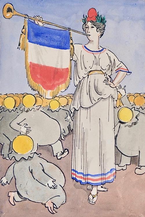 Auguste ROUBILLE - Peinture originale - Gouache - La Republique