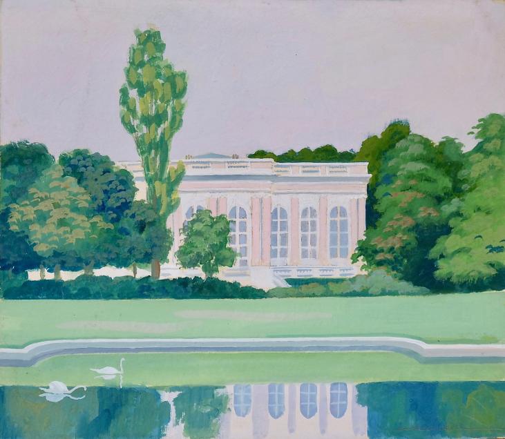 Auguste ROUBILLE - Peinture originale - Gouache - Le grand Trianon à Versailles