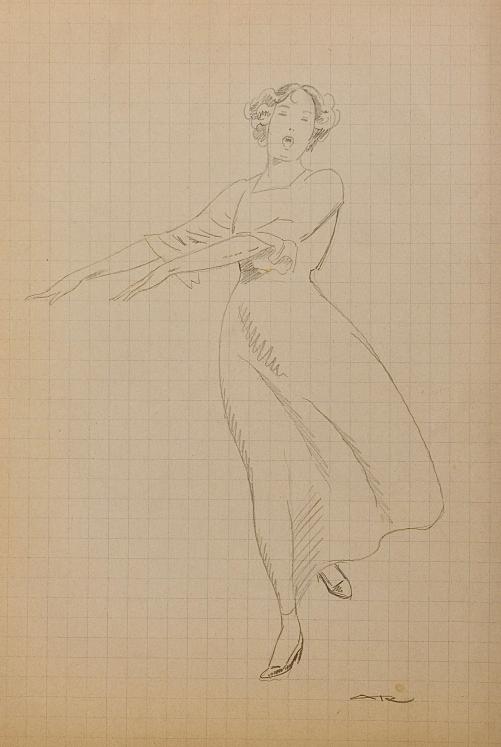 Auguste ROUBILLE - Dessin original - Crayon - Danseuse 1