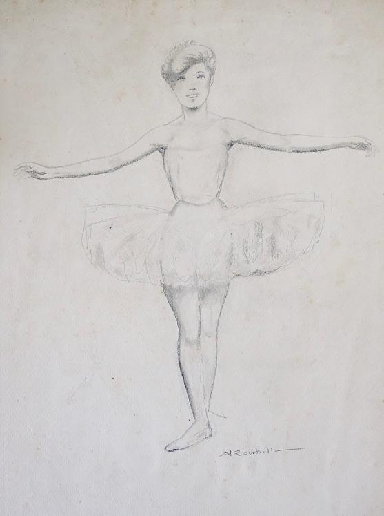 Auguste ROUBILLE - Dessin original - Crayon - Danseuse ballerine
