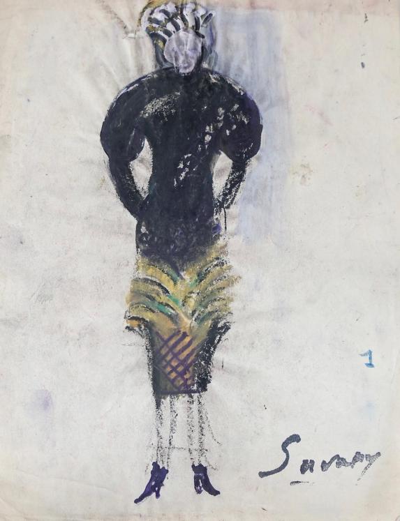 Robert SAVARY - Peinture originale - Gouache et pastel - Défilé de Mode