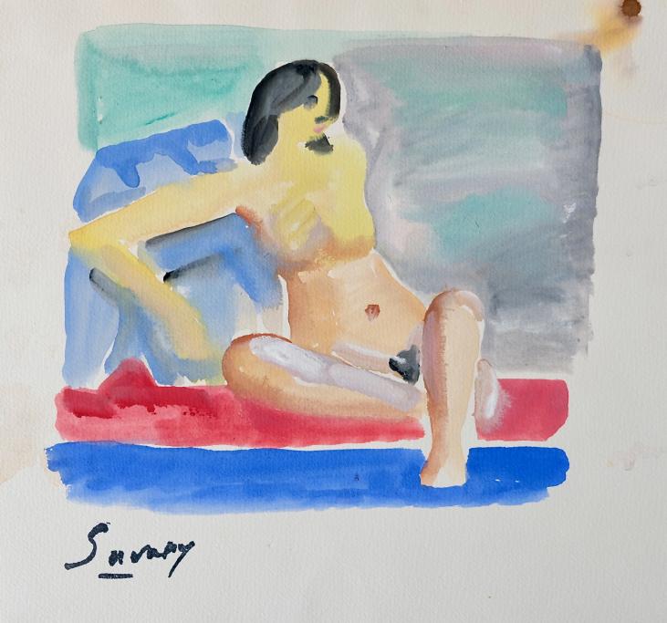 Robert SAVARY - Peinture originale - Gouache - Nu 51