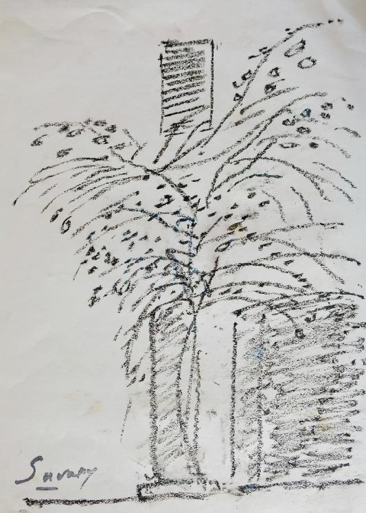 Robert SAVARY - Dessin original - Pastel - Grasse, Magagnosc 7, l'arbre