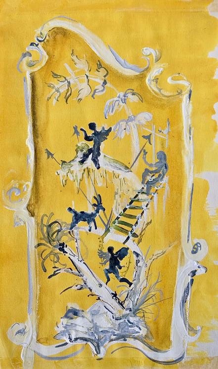 Janine JANET - Peinture originale - Gouache - La forêt merveilleuse - Projet pour Balenciaga 2