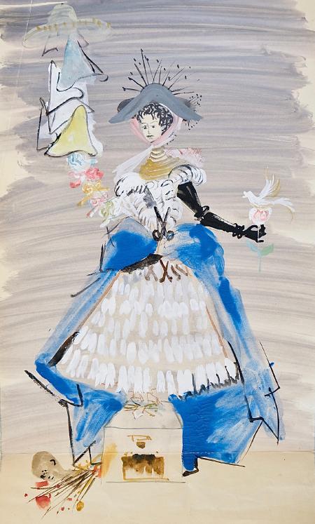 Janine JANET - Peinture originale - Gouache - La modiste pour Balenciaga