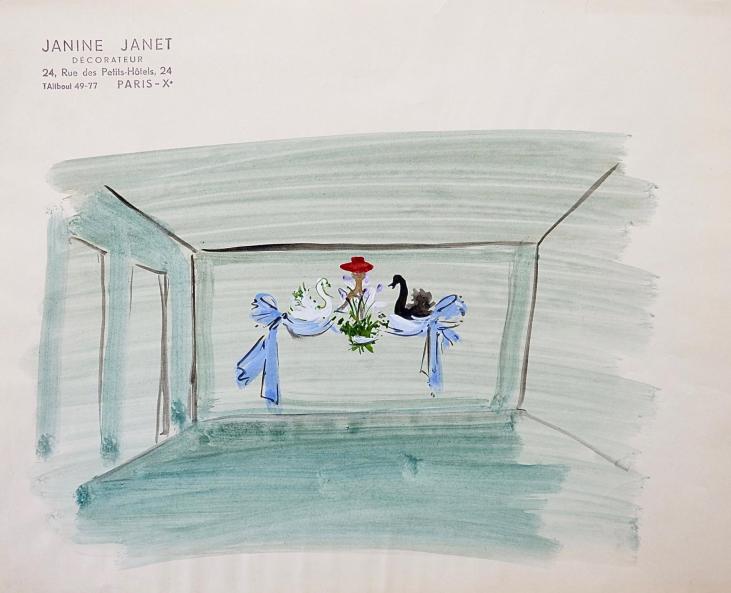Janine JANET - Peinture originale - Gouache -  Décor de vitrine 15
