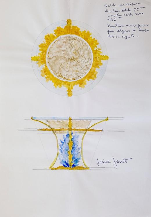Janine JANET - Peinture originale - Gouache - Projet de table 2