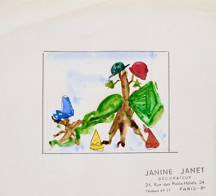 Janine JANET - Peinture originale - Gouache - Projet de décors 11