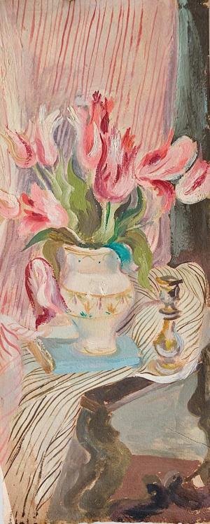 Janine JANET - Peinture originale - Gouache -  Bouquet de tulipes