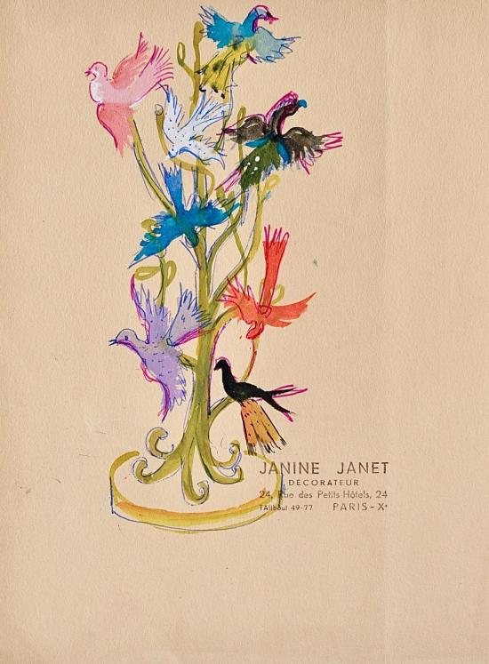 Janine JANET - Peinture originale - Gouache - Les oiseaux 4