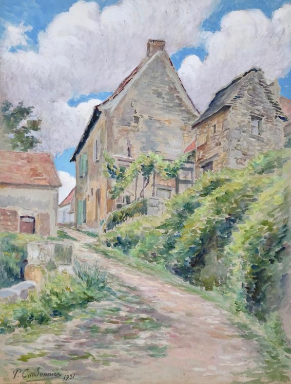 Paul CORDONNIER - Peinture Originale - Aquarelle - Village breton
