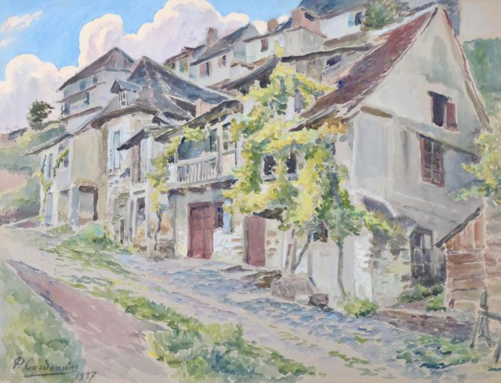 Paul CORDONNIER - Peinture Originale - Aquarelle - Village de la Creuse 6, 1927