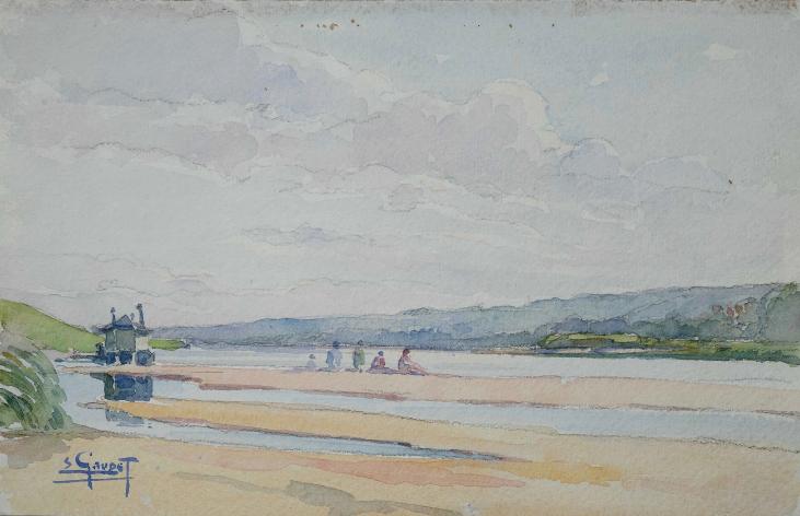Etienne GAUDET - Peinture originale - Aquarelle - Les bords de la Loire