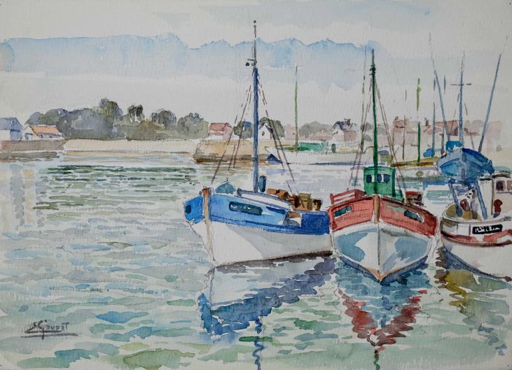 Etienne GAUDET - Peinture originale - Aquarelle - Port de St Gilles Croix de Vie, Vendée 2