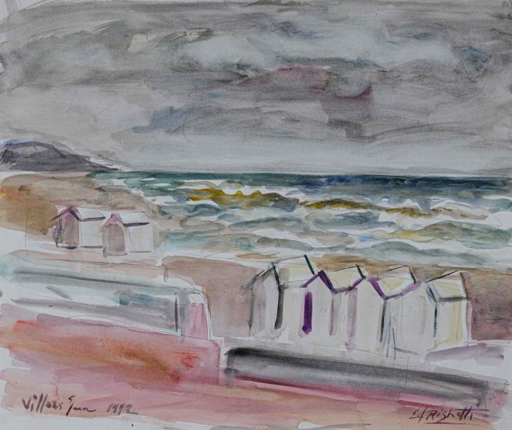 Edouard RIGHETTI - Peinture originale - Aquarelle - Villers sur mer 2