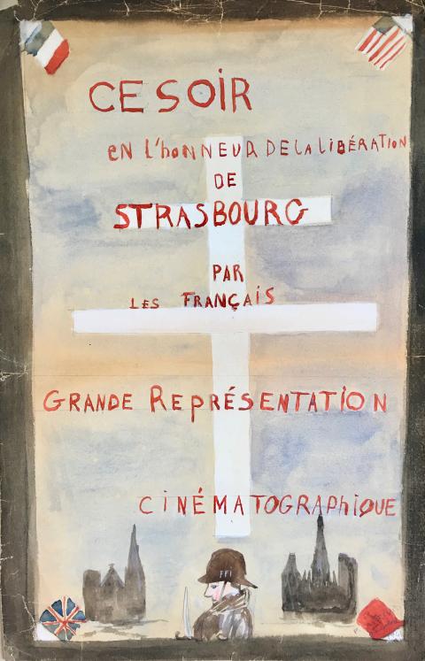 Pierre Le TRIVIDIC - Peinture originale - Aquarelle - L'honneur de la libération de Strasbourg