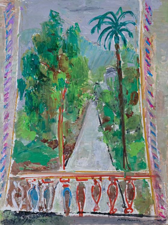 Edouard RIGHETTI - Peinture originale - Gouache - Jardin du Palais Carnoles
