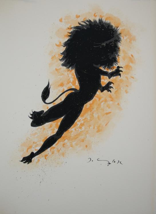 Frédéric DELANGLADE - Estampe - Lithographie - Zodiaque Lion