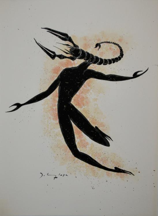 Frederic DELANGLADE - Lithographie originale signée - Zodiaque Scorpion
