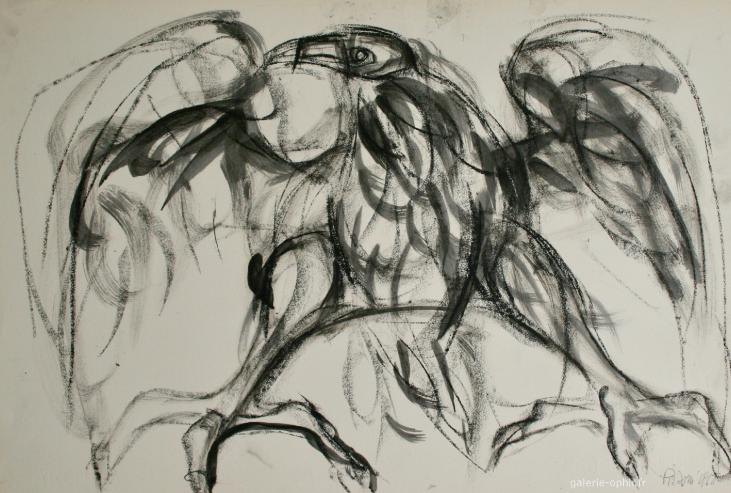 Isa PIZZONI - Estampe originale - Lithographie  - L'aigle aux ailes déployées