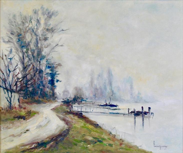 Marcel Laquay - Peinture originale - Huile - Brume d'hivers à Amfreville
