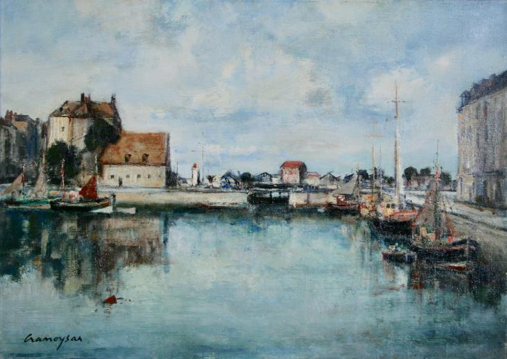 Marcel CRAMOYSAN - Peinture originale - Huile - Le port d'Honfleur