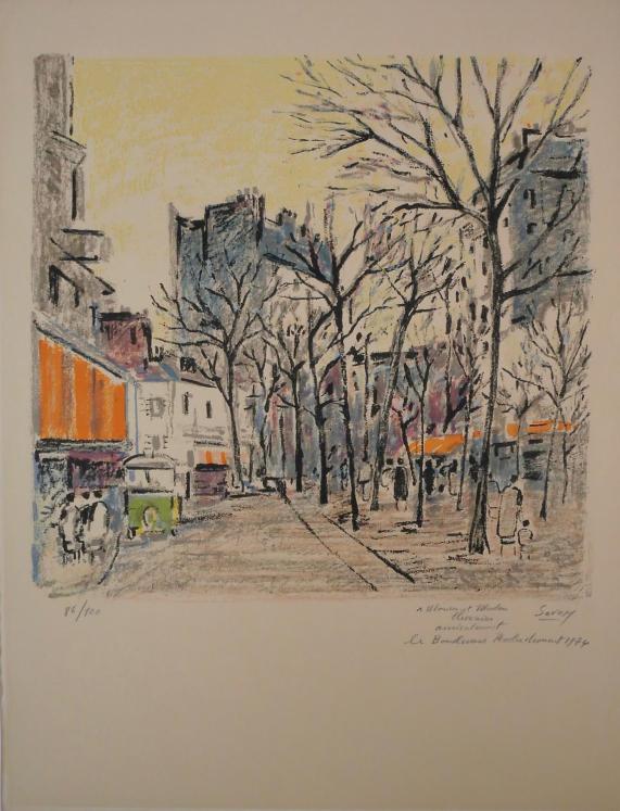 Robert SAVARY - Estampe originale - Lithographie - Paris, Boulevard Rochechouart