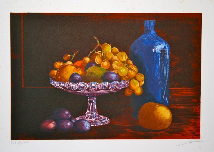 Bernard JOBIN - Estampe originale - Lithographie - Coupe de fruits