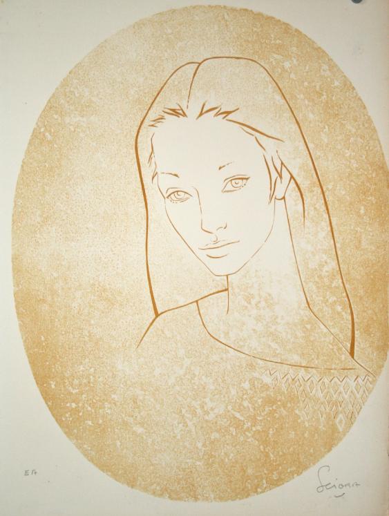 Daniel SCIORA - Estampe originale - Lithographie - Portrait de femme
