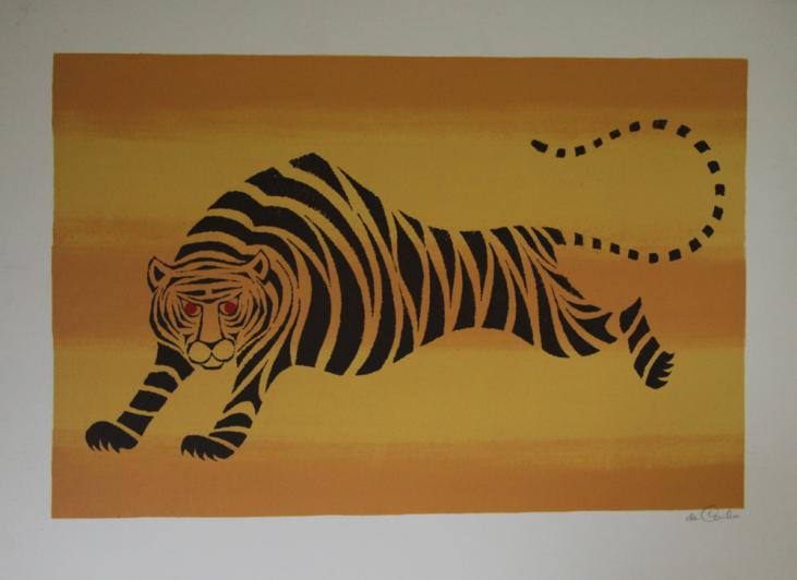Llewellyn DE CARLO - Estampe originale - Lithographie - Le tigre