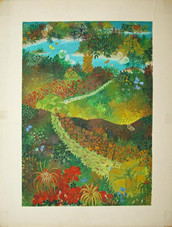 IRACEMA Arditi - Peinture originale - Huile - Le village aux papillons