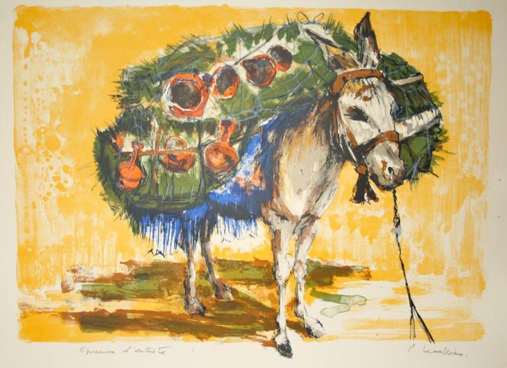 Pierre LETELLIER - Estampe originale - Lithographie - L'âne