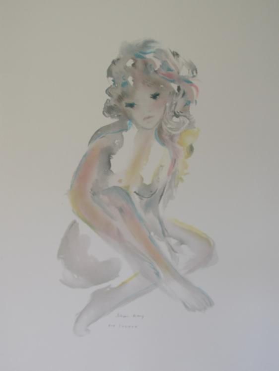 Shan MERRY - Estampe originale - Lithographie - Jeune femme assise