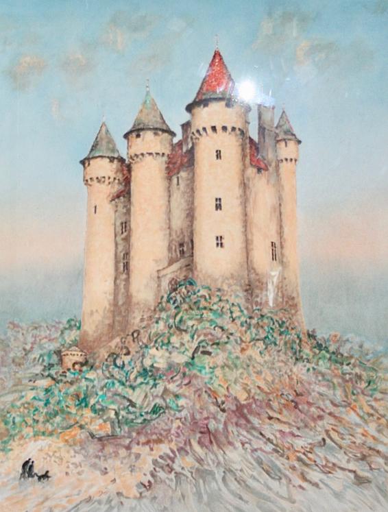 André HAMBOURG - Estampe originale - Lithographie - Le château de val