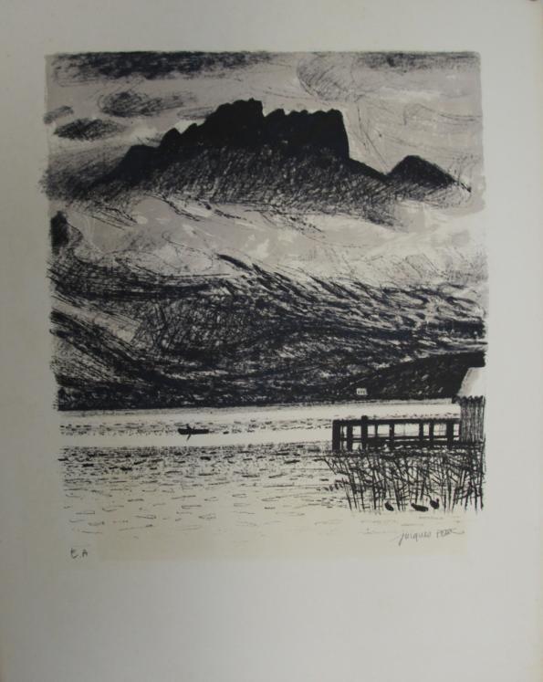 Jacques PETIT - Estampe originale - Lithographie - Bord de lac