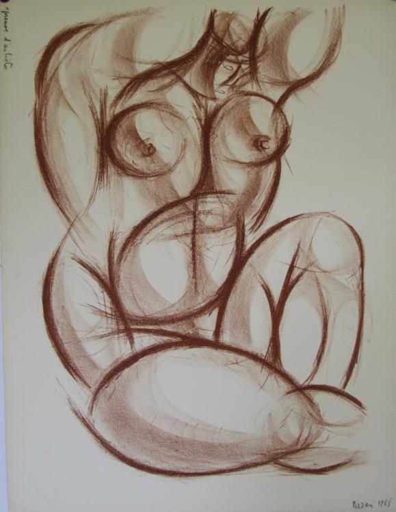 Isa PIZZONI - Estampe originale - Lithographie - Femme nue n°2