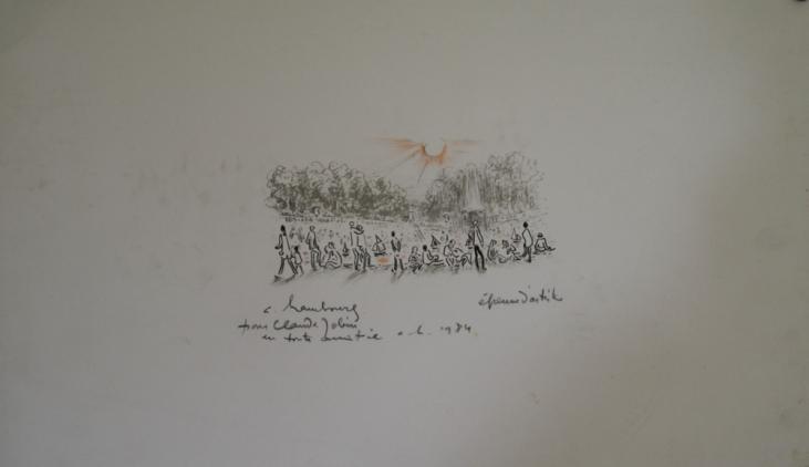 André HAMBOURG - Estampe originale - Lithographie - Le bassin aux voiliers