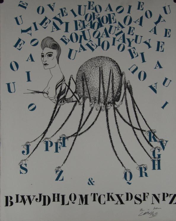 Félix LABISSE - Estampe originale - Lithographie - La tarentule des lettres