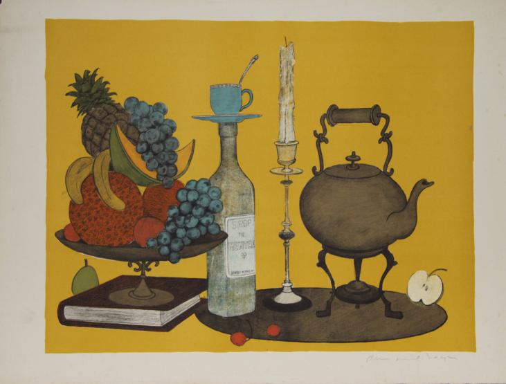 Denis Paul NOYER - Estampe originale - Lithographie - Le sirop de menthe