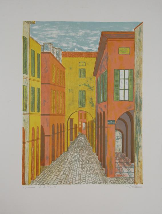 Maurice LOIRAND - Estampe originale - Lithographie - Rue pavée