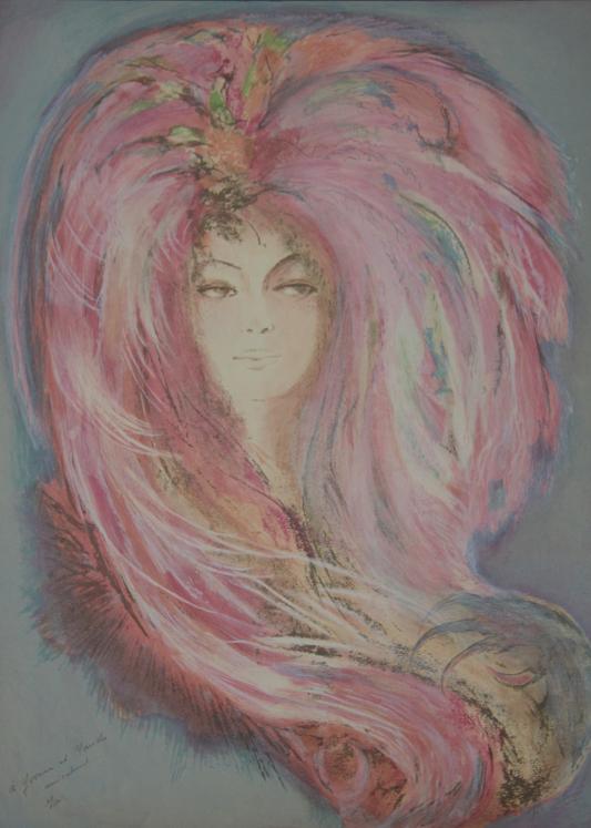 Isa CELINI - Estampe originale - Lithographie - Jeune femme cabaret parisien