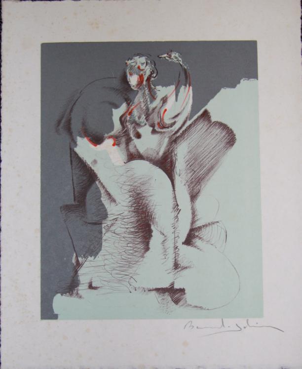 Bernard JOBIN - Estampe originale - Lithographie - Femme au bras levé