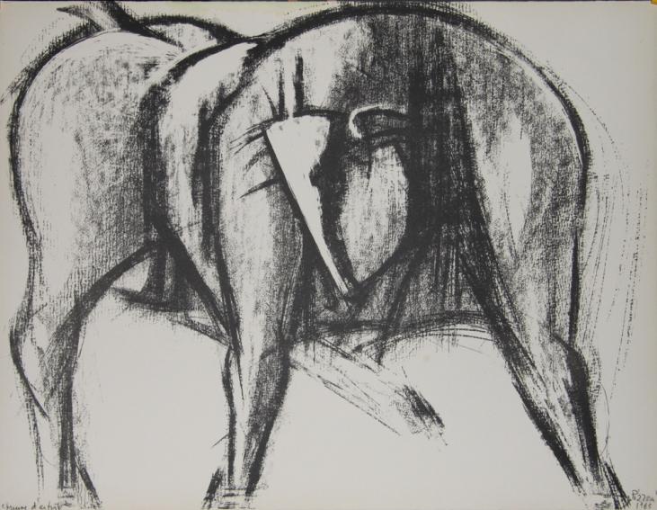 Isa PIZZONI - Estampe originale - Lithographie - Le taureau