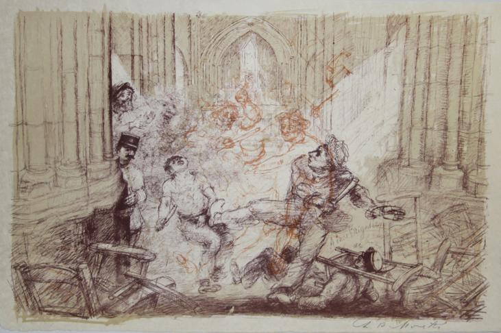 Lucien Philippe MORETTI - Estampe originale - Lithographie - Le braconnier de Dieu, planche 15