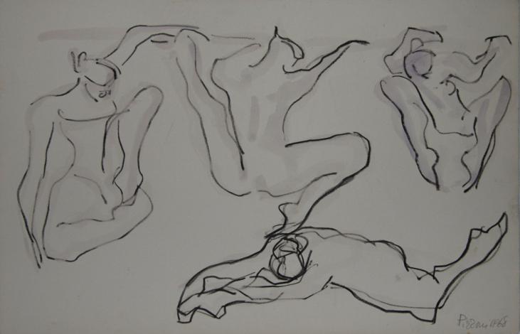 Isa PIZZONI- Peinture originale - Aquarelle - Les quatre danseuses