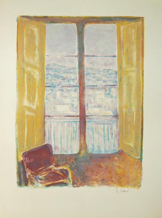 Georges FEHER - Lithographie originale signée - La fenêtre au fauteuil