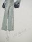 Atelier VIONNET - Dessin original - Crayon - Manteau avec manches et écharpe imprimés gris et noir 153