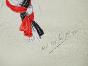 Atelier VIONNET - Dessin original - Crayon - Écharpe noire blanche et rouge 240